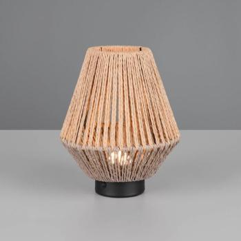 LED újratölthető asztali világítás Lira, barna, papírfonal, magasság 22 cm kép