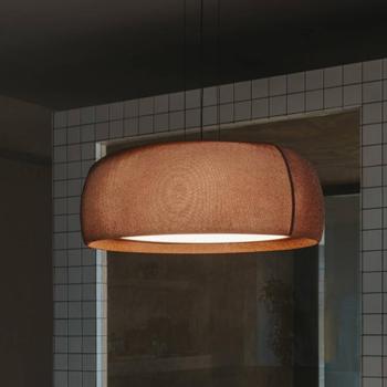 LEDS-C4 LED függőlámpa Gong, barna, dimmelhető, textil, acél kép