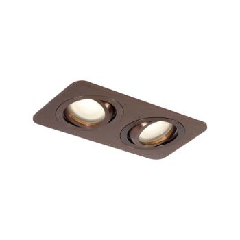 Lekerekített süllyesztett spotlámpa sötét bronz GU10 50mm forgatható és dönthető IP44 2-lámpás - Alberto kép