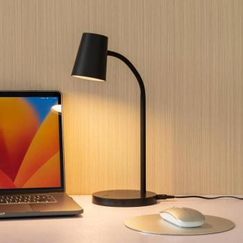 Lindby Ailina LED asztali lámpa, magasság 36 cm, fekete, fényerőszabályzóval kép