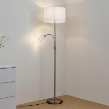 Lindby állólámpa Jaileen, fehér, textil, 170 cm, olvasólámpa, olvasólámpa kép