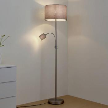 Lindby állólámpa Jaileen, szürke, textil, 170 cm, olvasólámpa kép