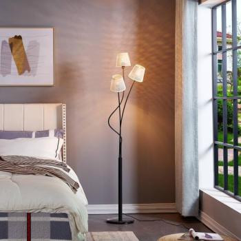 Lindby állólámpa Torvy, fekete/fehér, fém, 165 cm, E14 kép