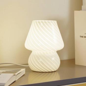 Lindby Andriana asztali lámpa, sárga/fehér, üveg, Ø 15 cm kép