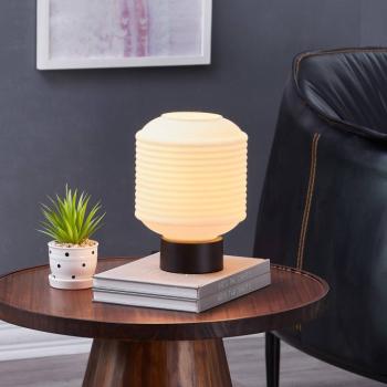 Lindby asztali lámpa Cagla, fehér, üveg, 25 cm magas, E27 kép