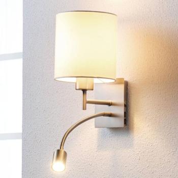 Lindby Camilo fali lámpa, nikkel színű, LED-es olvasólámpa, 28 cm kép