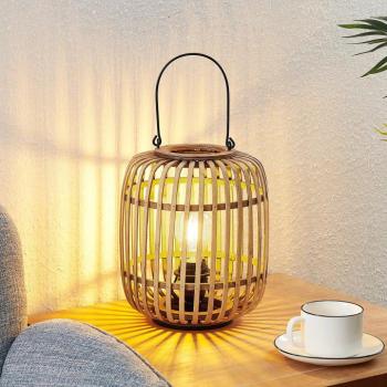 Lindby Canyana asztali lámpa, natúr, rattan, 27 cm magas kép