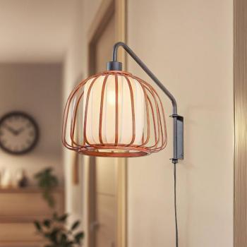 Lindby Davella fali világítás, Ø 26 cm, fekete, bambusz, textil kép