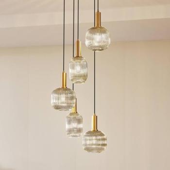 Lindby Doroteo lógó világítás, 5 izzós, szürke, üveg kép