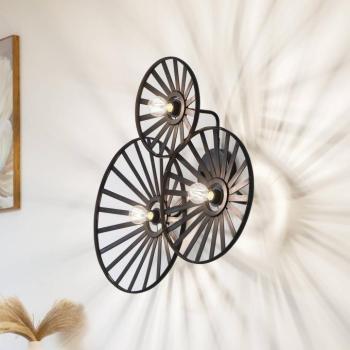 Lindby fali lámpa Evandor, fekete, bambusz, 3 lámpás, E27 kép