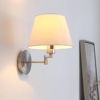 Lindby fali lámpa Pola, 30 cm, nikkel, kihúzható, textil kép