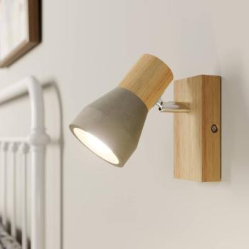 Lindby Filiz spotlámpa, 12 cm magas, fa, beton, E14 kép