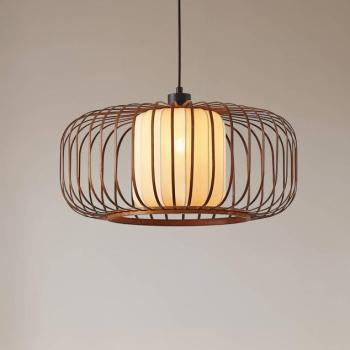 Lindby függő világítás Davella, Ø 50 cm, bambusz, textil kép