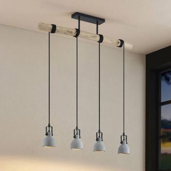 Lindby függőlámpa Amilia, fa/beton, 4 lámpás, 90 cm, GU10 kép