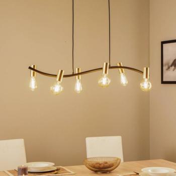 Lindby függőlámpa Anito, fekete/arany, fém, 100 cm, E27 kép