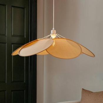 Lindby függőlámpa Astraia, natúr/fehér, rattan, Ø 80 cm kép
