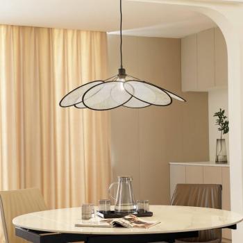 Lindby függőlámpa Astraia, természetes/fekete, vászon, Ø 80 cm kép