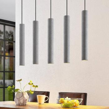 Lindby függőlámpa Concretto, 100 cm, szürke, 5 lámpa, beton kép
