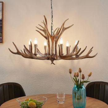 Lindby függőlámpa Tejask, Ø 102 cm, 6 lámpás, agancs, E14 kép