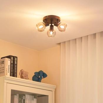 Lindby Hedvig mennyezeti lámpa, kerek, fekete, 3 lámpás. kép