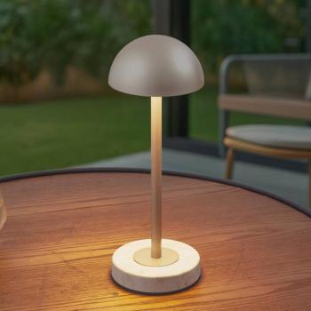 Lindby LED akkumulátoros asztali lámpa Pippin, arany/travertin, magasság 27 cm kép