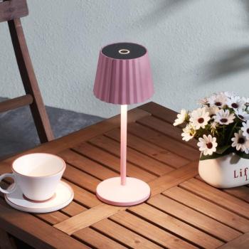 Lindby LED akkumulátoros asztali világítás Esali, rózsaszín, fém, IP54 kép