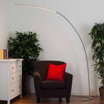 Lindby LED állólámpa Danua, ezüst, fém, magasság 200cm kép