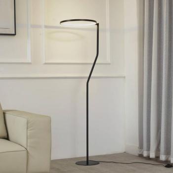 Lindby LED állólámpa Rayon, fekete, fém, magasság 150,3 cm kép