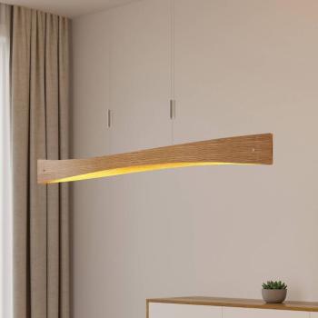 Lindby LED-es függőlámpa Beazina, tölgy, fém, 118cm kép