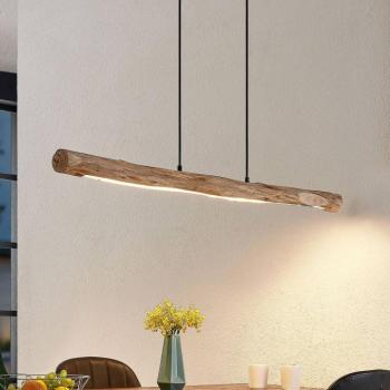 Lindby LED-es függőlámpa Nekala, fekete, fa, hossza 120cm kép