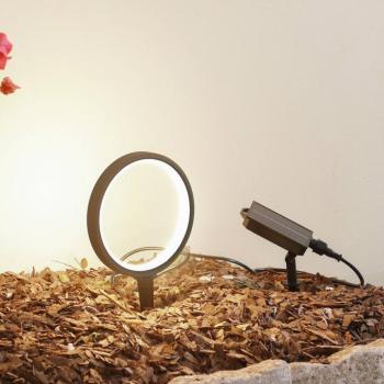 Lindby LED-es napelemes földi tüskés lámpa Syrene, 18 cm, fekete, alumínium kép