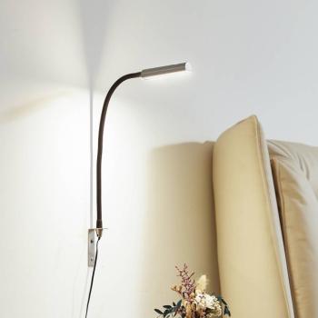 Lindby LED-es olvasólámpa Flexola, nikkel, szögletes, fém, dugós, szögletes kép