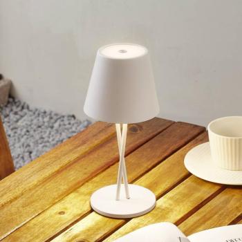 Lindby LED-es újratölthető asztali lámpa Janea CROSS, fehér, fém kép