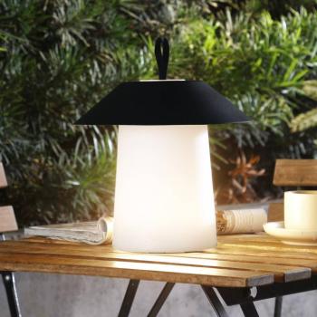 Lindby LED-es újratölthető asztali lámpa Kalina, fekete/fehér, IP44 kép