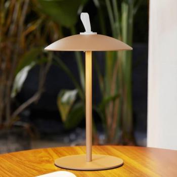 Lindby LED-es újratölthető asztali lámpa Kanani, barna, tompítható kép