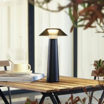 Lindby LED-es, újratölthető kültéri asztali lámpa Gomba, fekete, kép