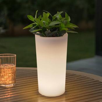 Lindby LED-es újratölthető virágváza Florista, RGB, IP54, Ø 12cm, fehér kép