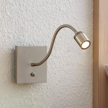 Lindby LED fali lámpa Legera, 11 cm, nikkel színű, hajlítható karral kép