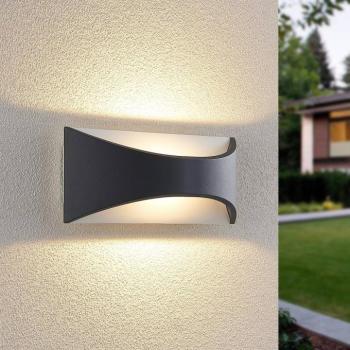 Lindby LED fali lámpa Mathea, 30 cm, antracit, alumínium, IP65 kép