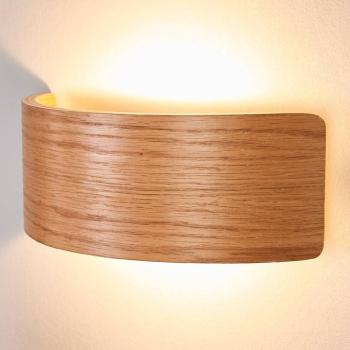 Lindby LED fali lámpa Rafailia, szélesség 23cm, fa, 3,000 K kép