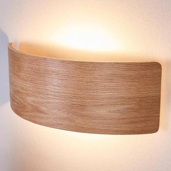 Lindby LED fali lámpa Rafailia, szélesség 33cm, fa, 3,000K kép