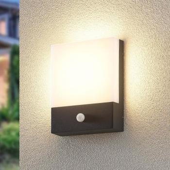 Lindby LED fali lámpa Vanira, antracit, alumínium, érzékelő, IP54 kép