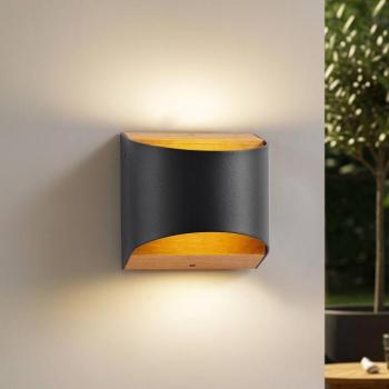 Lindby LED fali világítás Lenore, fekete, fém, 13 cm, IP44 kép