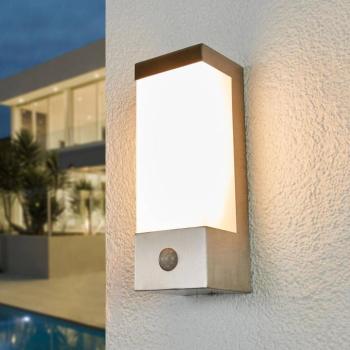 Lindby LED kültéri fali lámpa Severina, 25 cm, érzékelő, acél kép