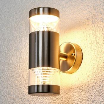Lindby LED kültéri fali világítás Lanea, 21 cm, rozsdamentes acél, IP44 kép