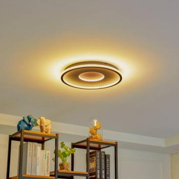 Lindby LED mennyezeti lámpa Edenia, fekete/fehér, CCT, Ø 51 cm kép