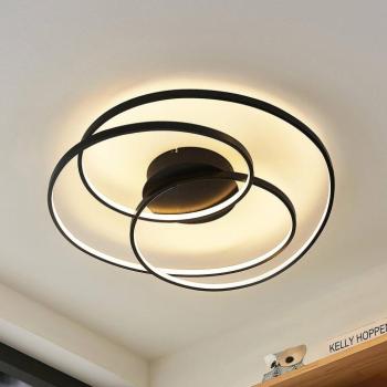 Lindby LED mennyezeti lámpa Kateryna, fekete, Ø 60 cm, dimmelhető kép
