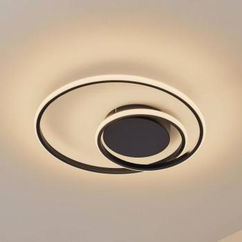 Lindby LED mennyezeti lámpa Kyron, fekete, alumínium, dimmelhető, Ø45cm kép