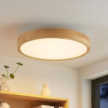 Lindby LED mennyezeti lámpa Lanira, Ø 50 cm, fa, távirányító, CCT kép