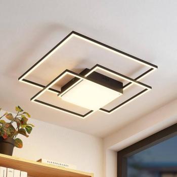 Lindby LED mennyezeti lámpa Nelinka, 60 cm, fekete, alumínium kép